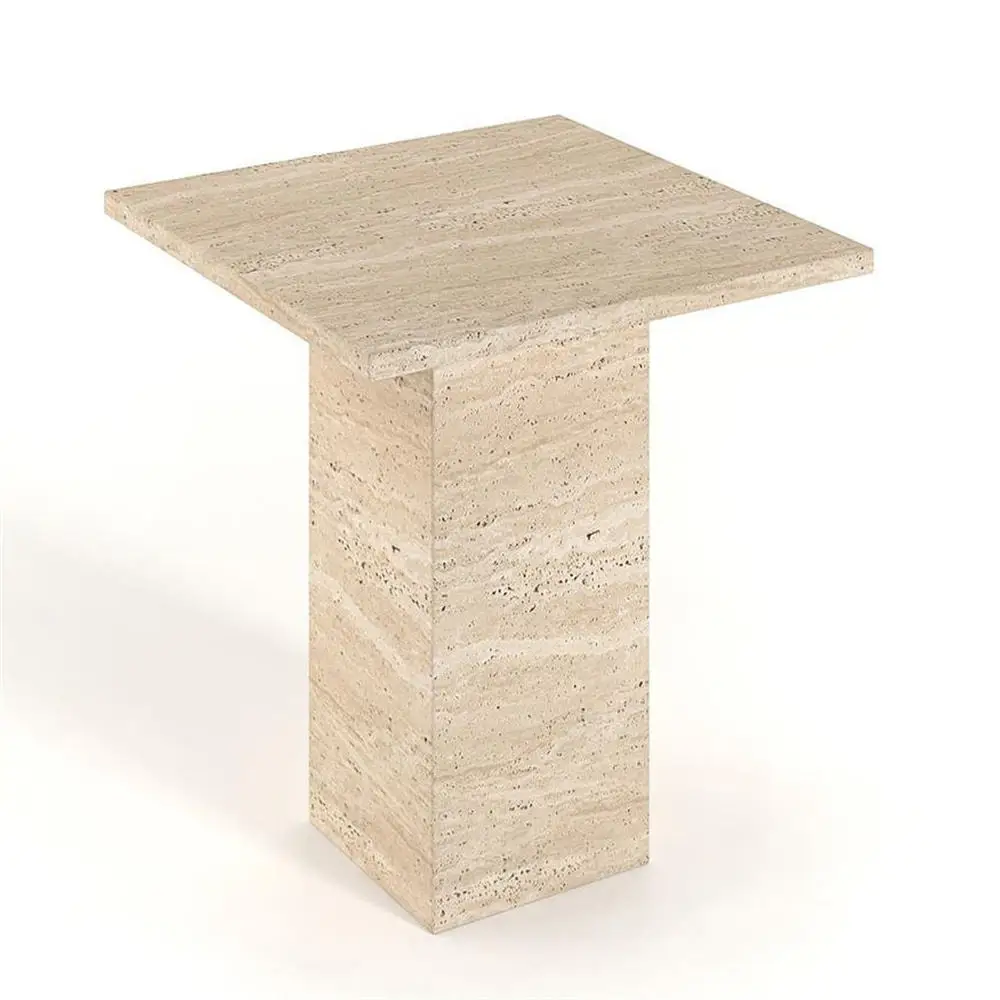 Home Deco White Marble Furniture Natural Stone Table Column Basse Pedestal Modern Travertine Coffee Table