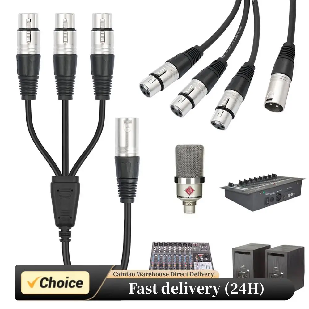 3Pin Y Splitter Cable Male To 3 Female Microphone Cable Wear Resist Balanced XLR Mic Cord for Mixer Microphone Amplifier