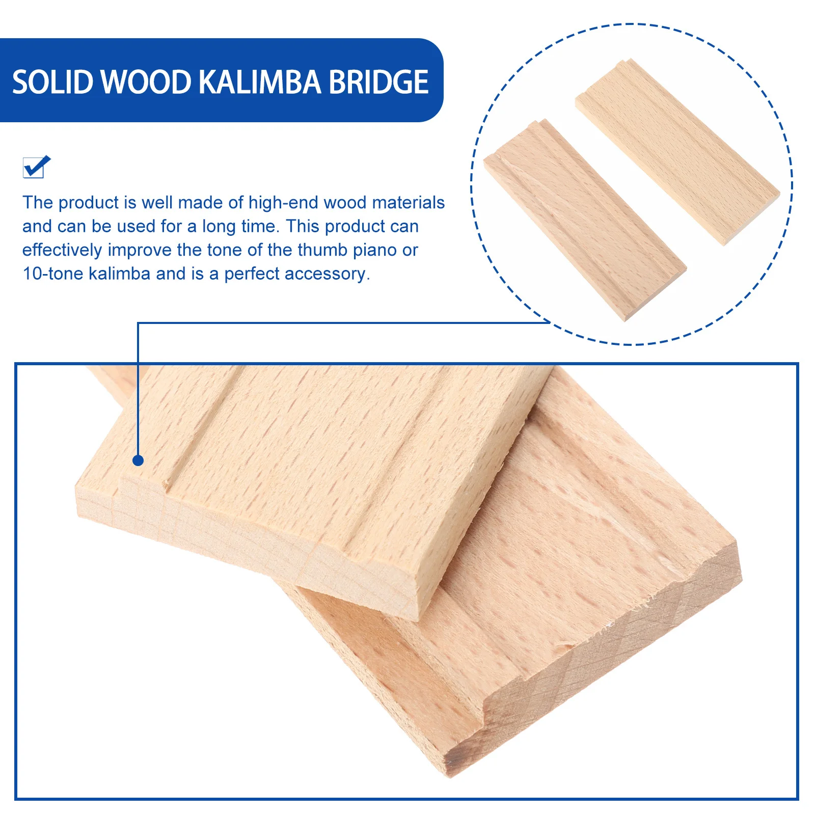 

2Pcs Practical Kalimba Bridge Tool Multi-Functional Wooden Thumb Piano Accessory Durable Supply Kalimba Piano Bridge