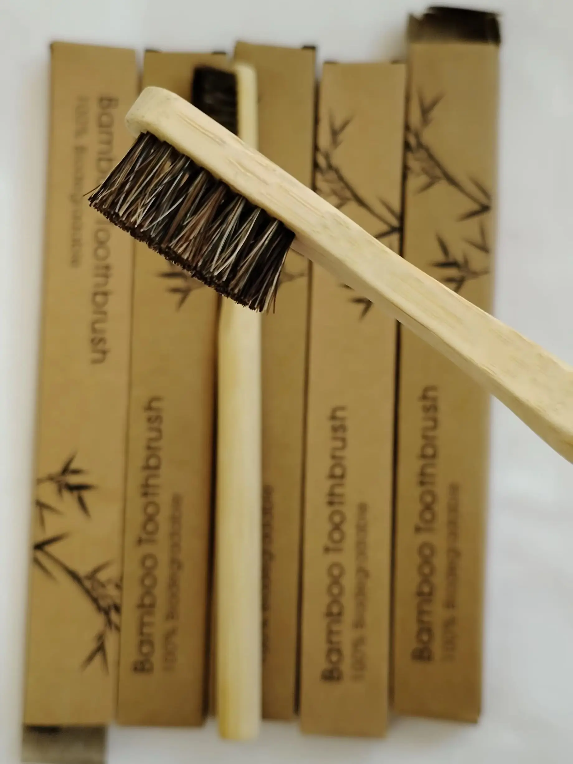 10er-Pack Zahnbürsten mit Pferdeborsten und Bambus, vollständig biologisch abbaubar, ohne Nylon und Kunststoff, schnelltrocknendes Design – Detail 5