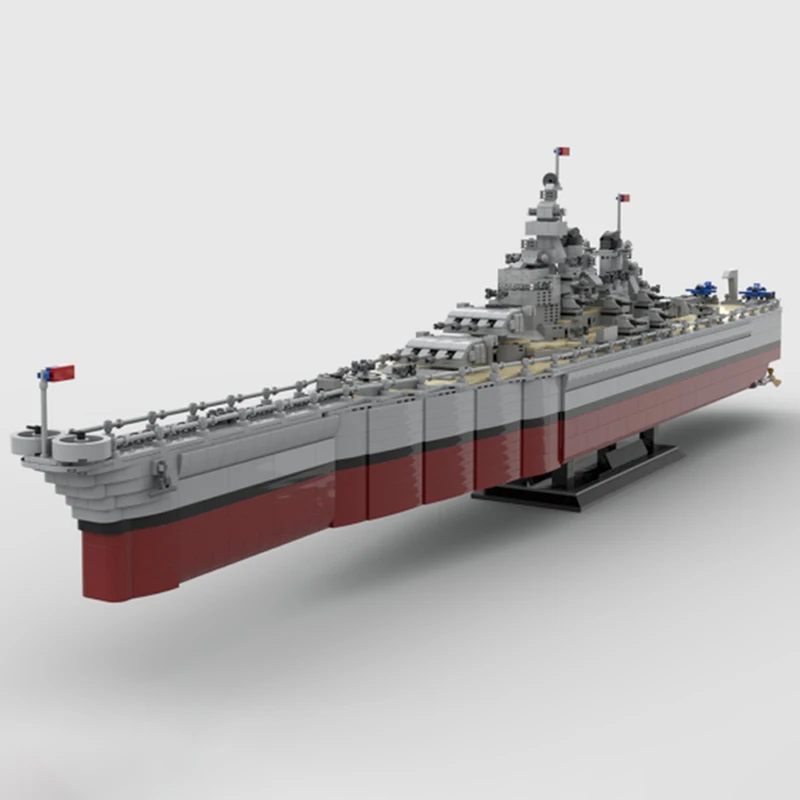 Seria wojskowa Stanów Zjednoczonych Navy Fast Battleship Model BB-63 Okręt wojenny MOC Klocki do budowy Ultimate Collection Zestawy zabawek Kid Brick