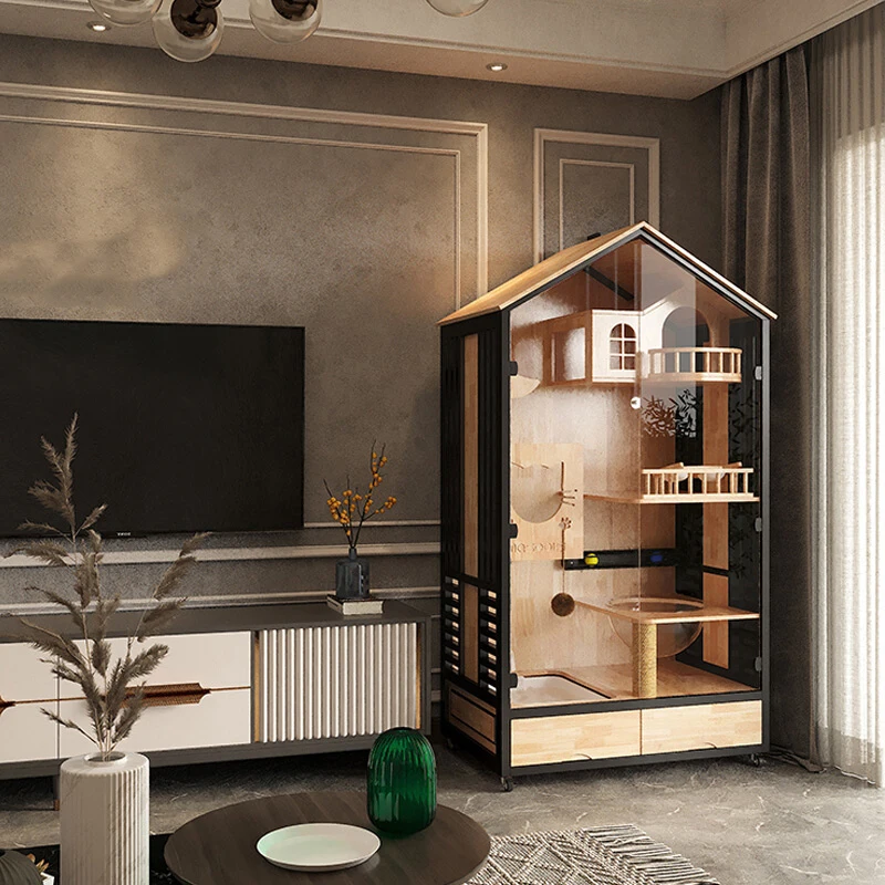 

Cat Cage Villa Apartment Solid Wood Luxury Home Cat Room Mimi House Cat House Cat Cage Cat Cabinet with Toilet