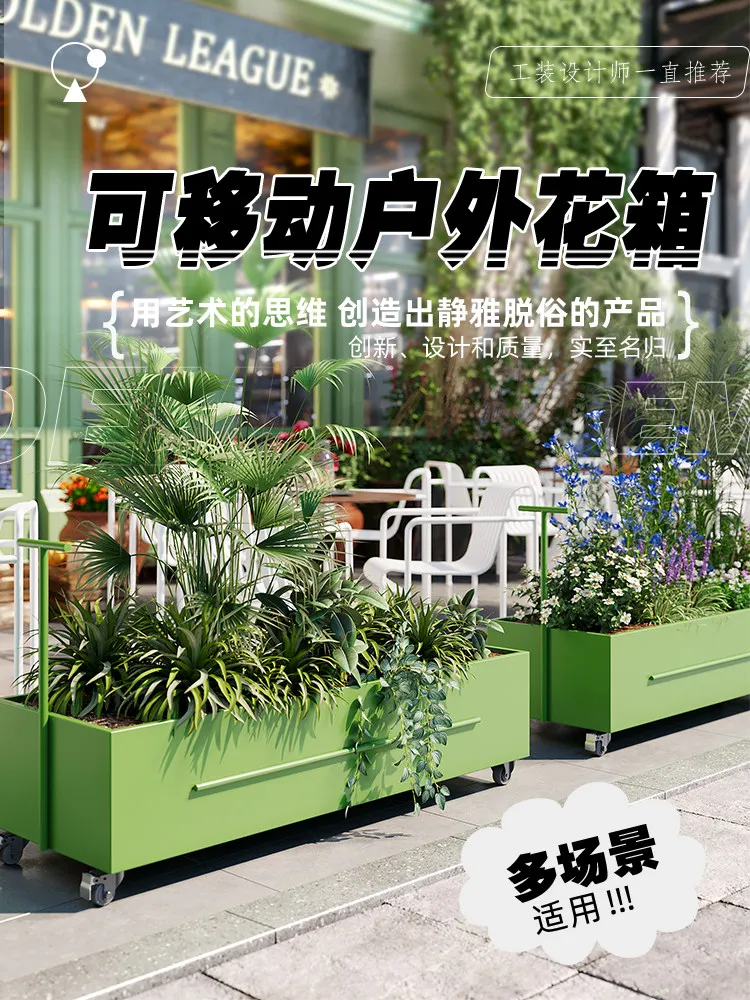 movable outer swing flower box outdoor camp restaurant pedestrian street partition creative courtyard planting box combination