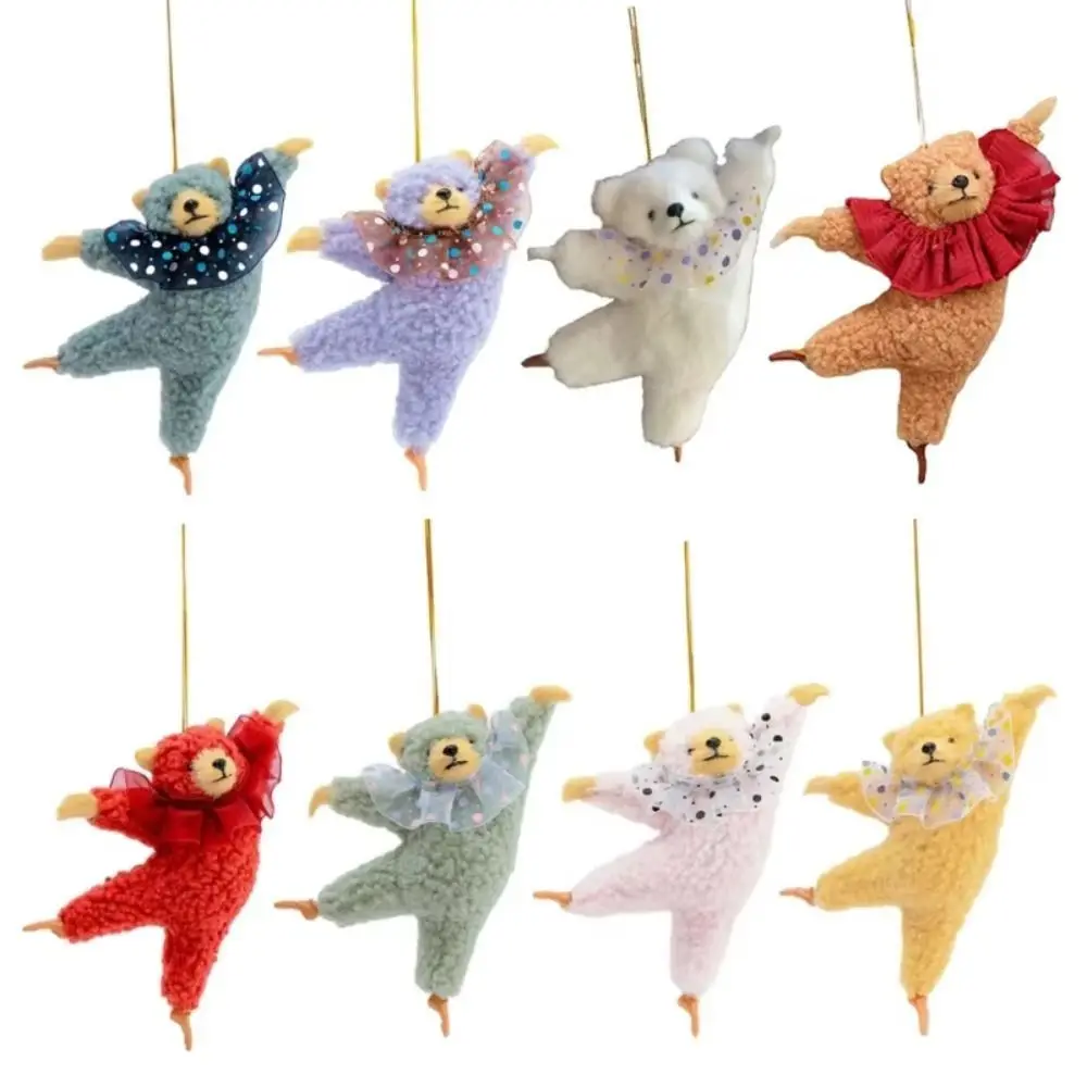 Creative Ballet Bear Car Pendants Kawaii Cartoon Ornament Dancing Bear Plush Doll Birthday Gift Car Decoration