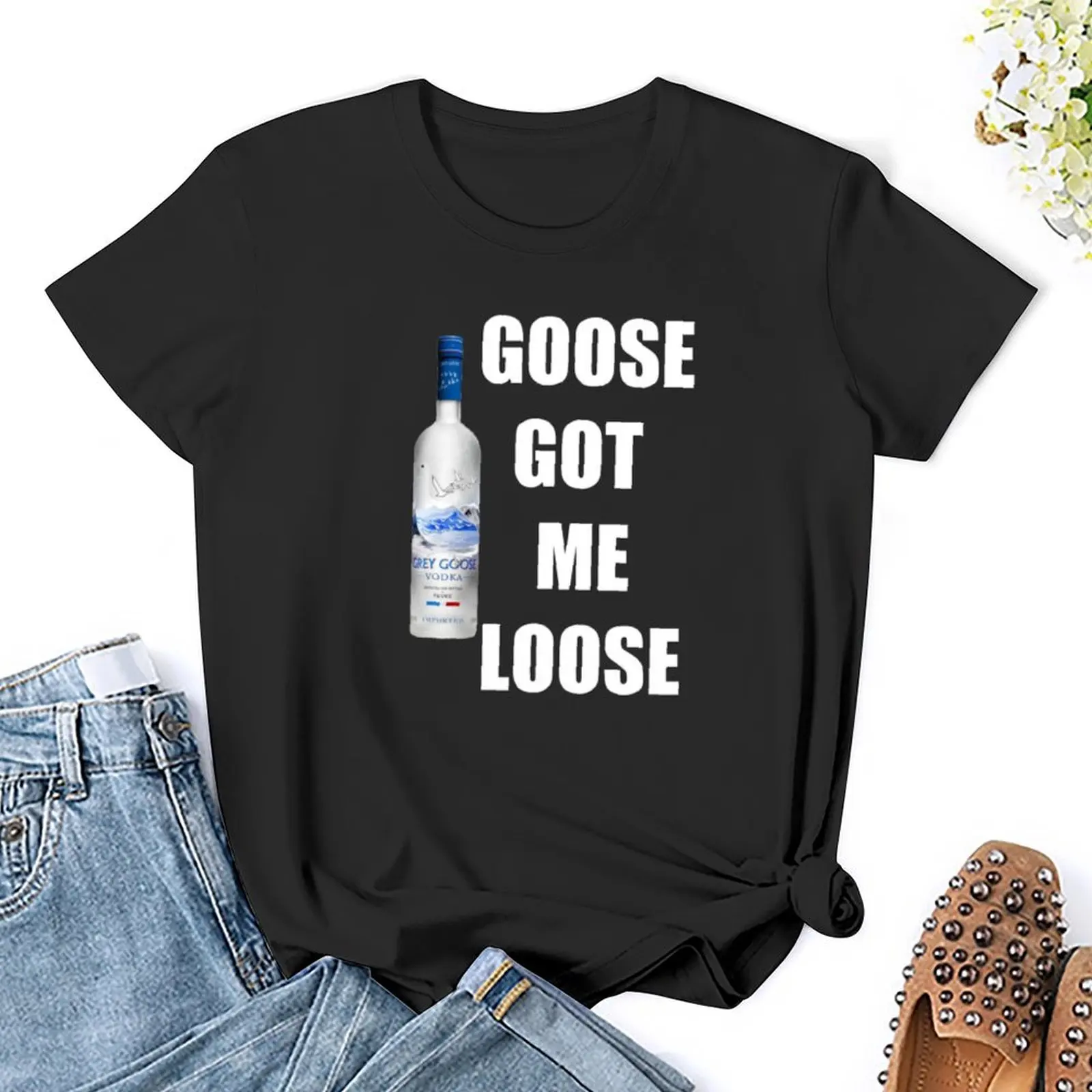 goose got me loose T-Shirt summer clothes animal print shirt for girls summer tops western t shirts for Women