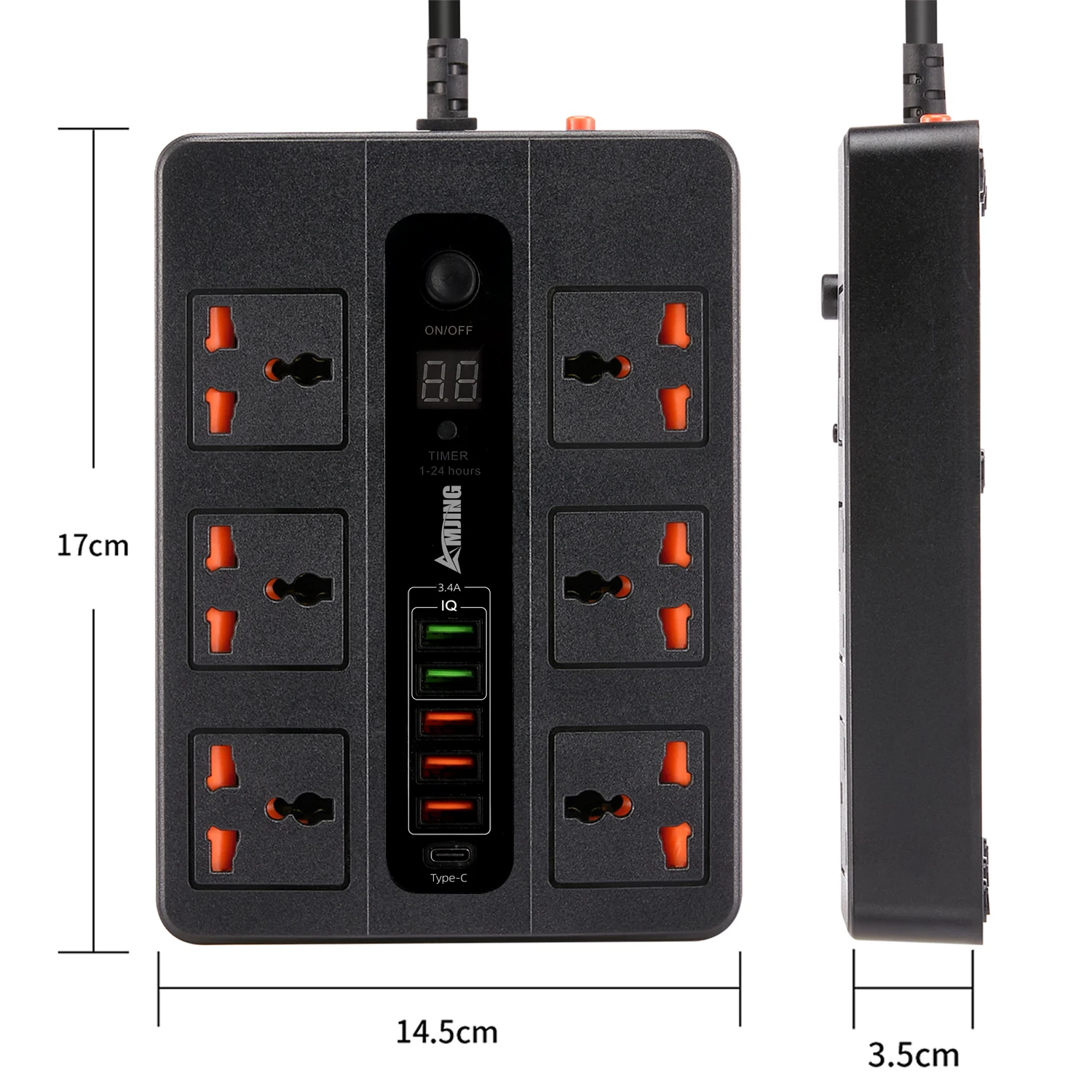 Imagem -05 - Tira de Energia Universal com 2m de Cabo de Extensão Tomadas ac Tomada Elétrica com Usb Filtro de Rede tipo c Carregamento Rápido ue Plug uk