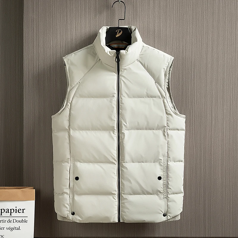 

Winter Autumn Down Warm Vest Casual Tie Collar Windproof Warm Selected Fabric Soft Fashionable Version Loose Down Vest
