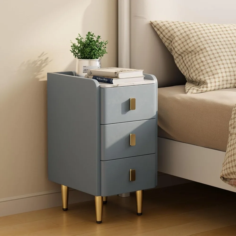 

compact drawer storage nightstand in dark gray for bedside use