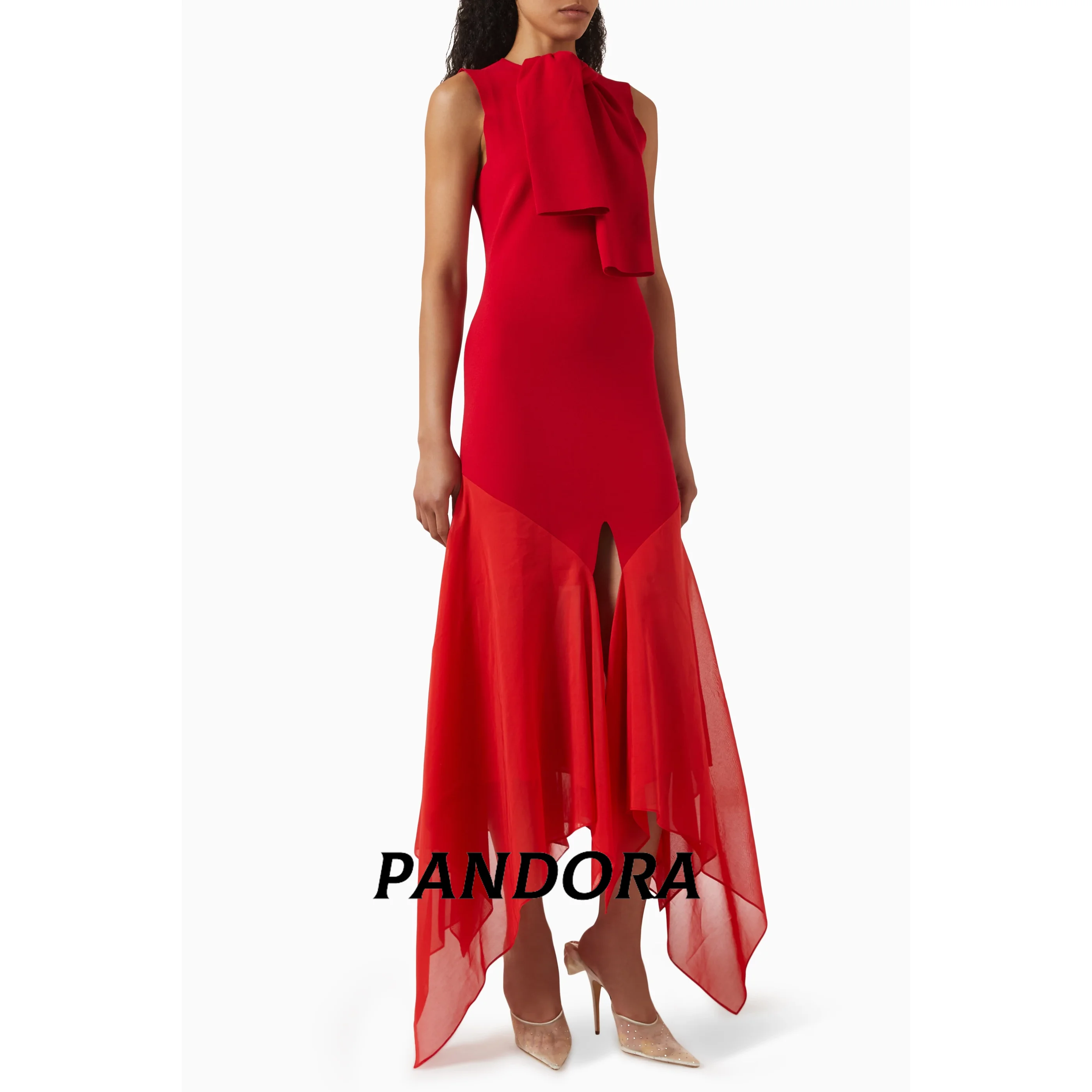 Pandora Elegant formal Evening dress for Women O neck sleeveless A Line straight ankle-length banquet party dress
