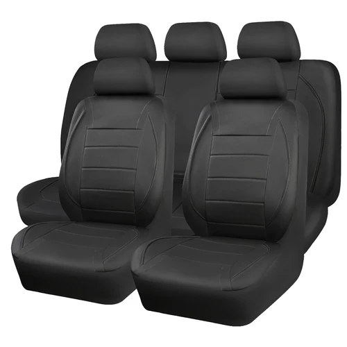 Imagen 2 del producto Fundas universales de cuero para asientos de coche, funda para asiento de coche de 5 asientos, impermeable, sencilla, roja