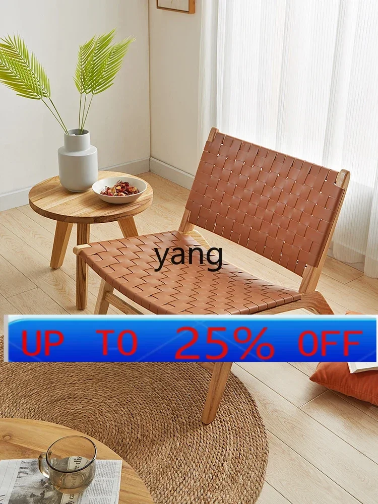 

LTT solid wood woven chair casual single design log reading chair