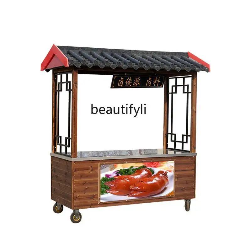 

Small cart, stall car, stall, braised vegetables, cooked food, fried skewers, breakfast, hand push dining cart