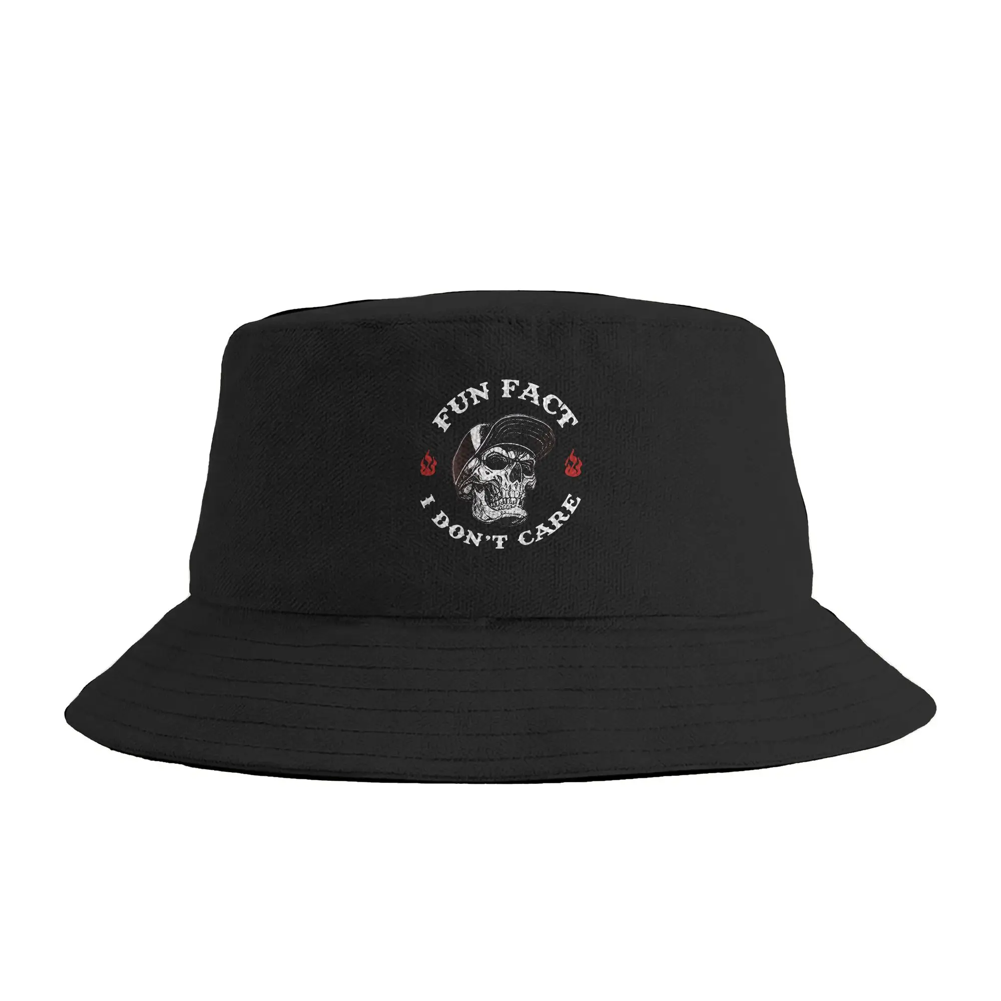 Unisex Fact I Don’t Care  Funny Skeleton Saying Quote Bucket Hat  Portable Fisherman Hats Summer Retro Beach Travel Caps