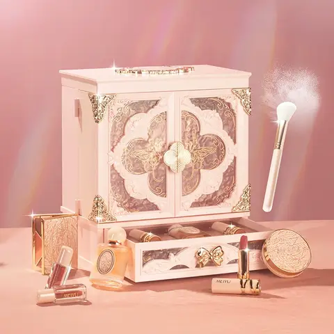 Makeup Storage Box Butterfly Flower Acrylic Large Capacity With LED 3 Color Cosmetic Mirror Gift For Women Friends Girlfriends