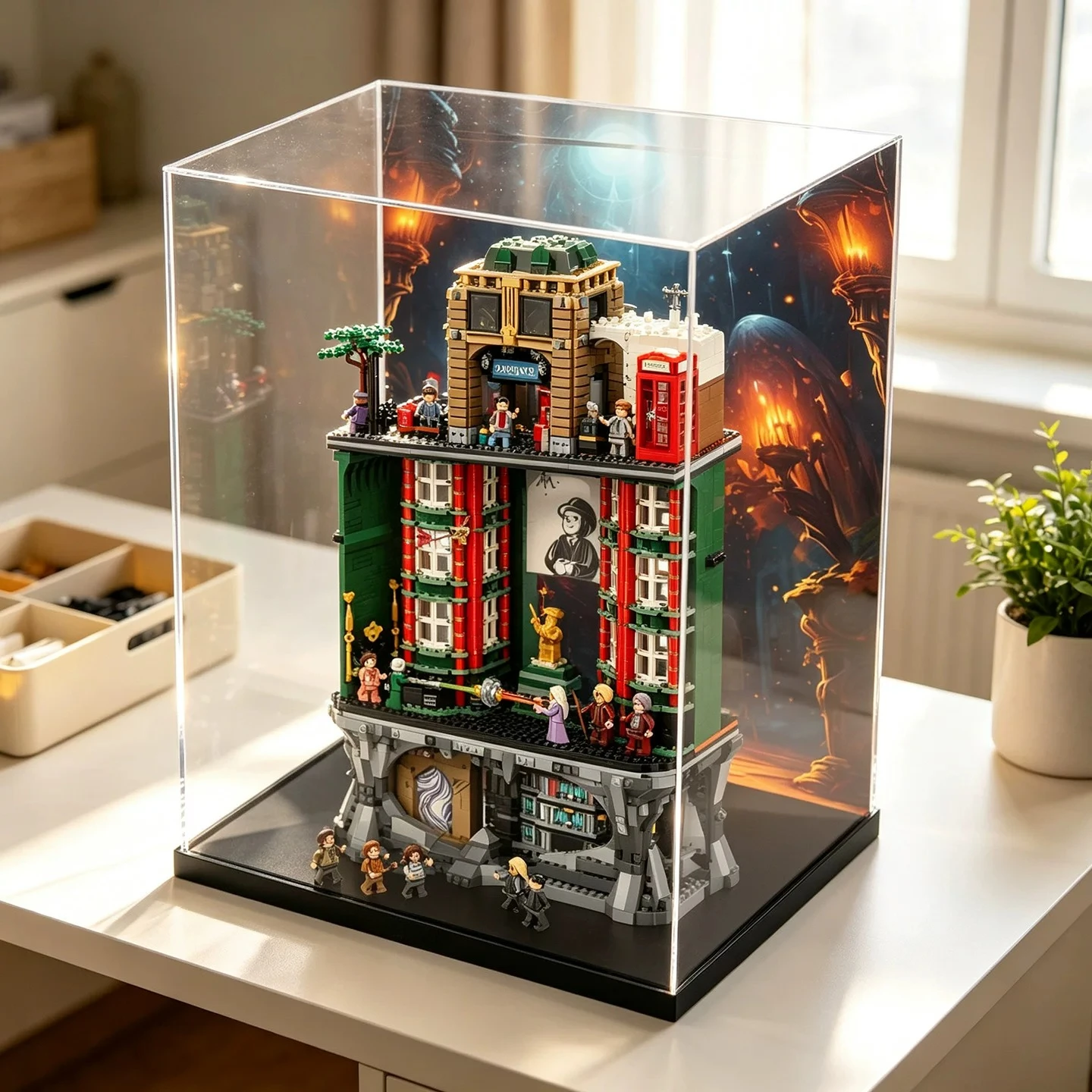 For LEGO 76476 Ministry of Magic Acrylic Display Case, Crystal Clear Dustproof Storage Box