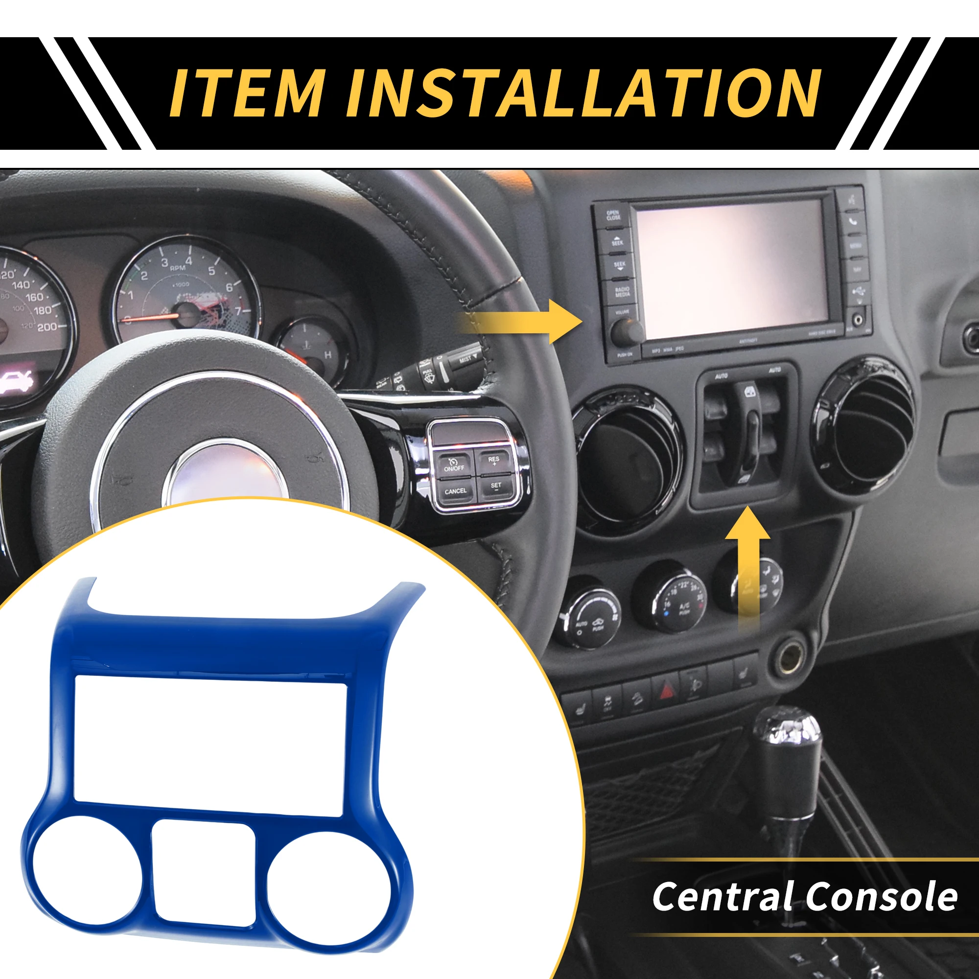 

UXCELL Central Console Dashboard Panel Cover Trim for Jeep Wrangler JK JKU 11-17 Blue
