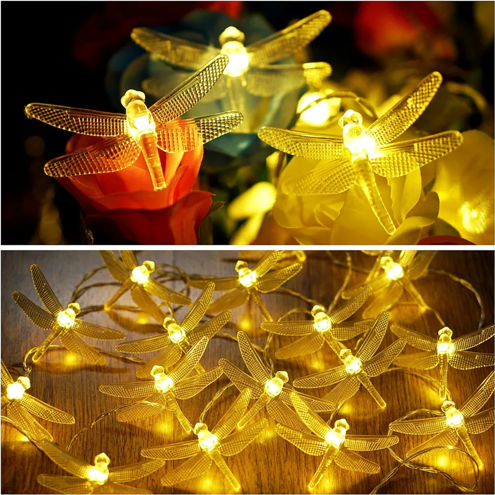 Libellen-Lichterkette, 40 LEDs, dekorativer funkelnder Lichterkette, batteriebetrieben, für Schlafzimmer, Hochzeit, Weihnachtsdekoration 708 – Detail 7
