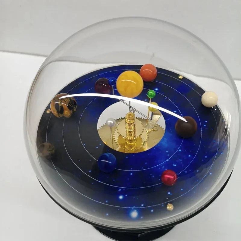 Automatic Rotating Solar System Model with LED Light – Metal Planet Ornament, STEM Educational Desk Decoration