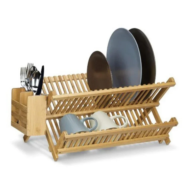 

Nan Bamboo Bowl Rack Crack-Prevention Dish Organizer Sturdy Draining Plate Holder Breathable Chopstick Storage