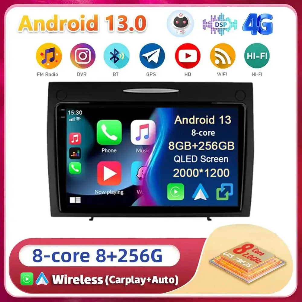 

Android13 Carplay Auto For Mercedes Benz SLK Class R171 SLK200 SLK280 SLK300 2000 - 2011 Multimedia Car Radio Player WIFI+4G DSP