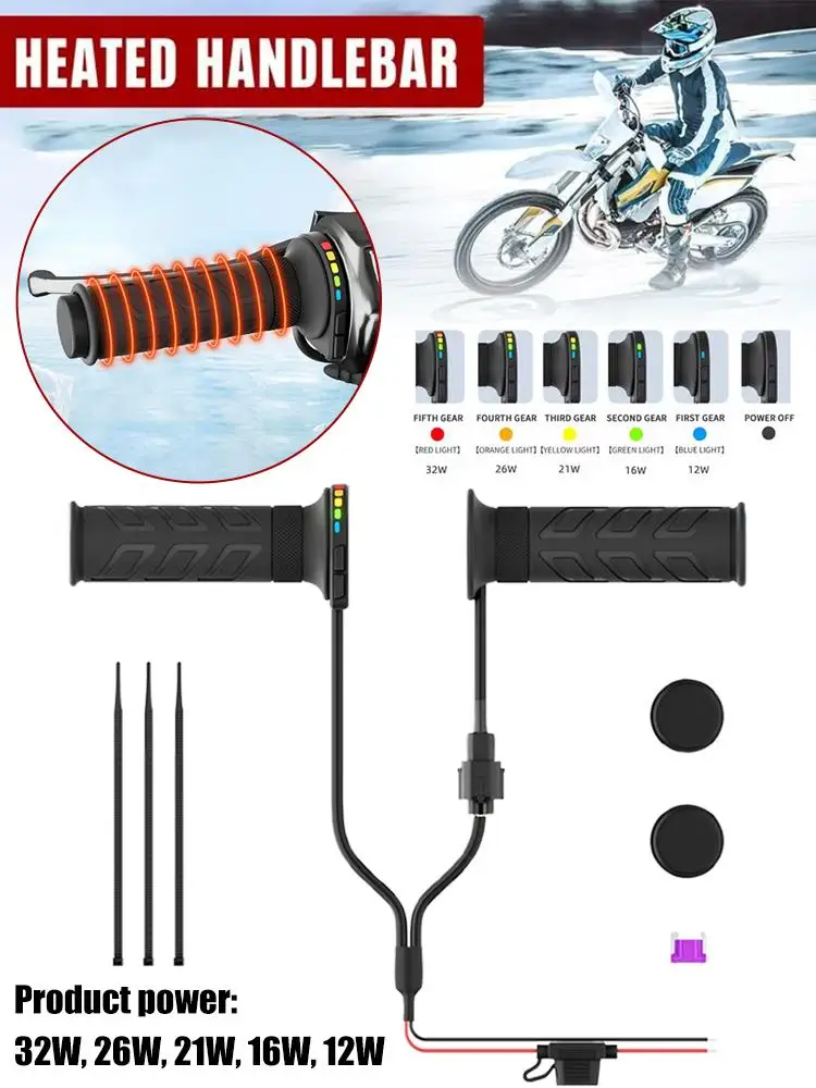 Uchwyty grzewcze J60F z technologią pamięci, uchwyty montażowe, 5-stopniowa regulacja temperatury, elektryczne ogrzewanie motocyklowe, łatwa regulacja poziomu, B C9J5 — 2