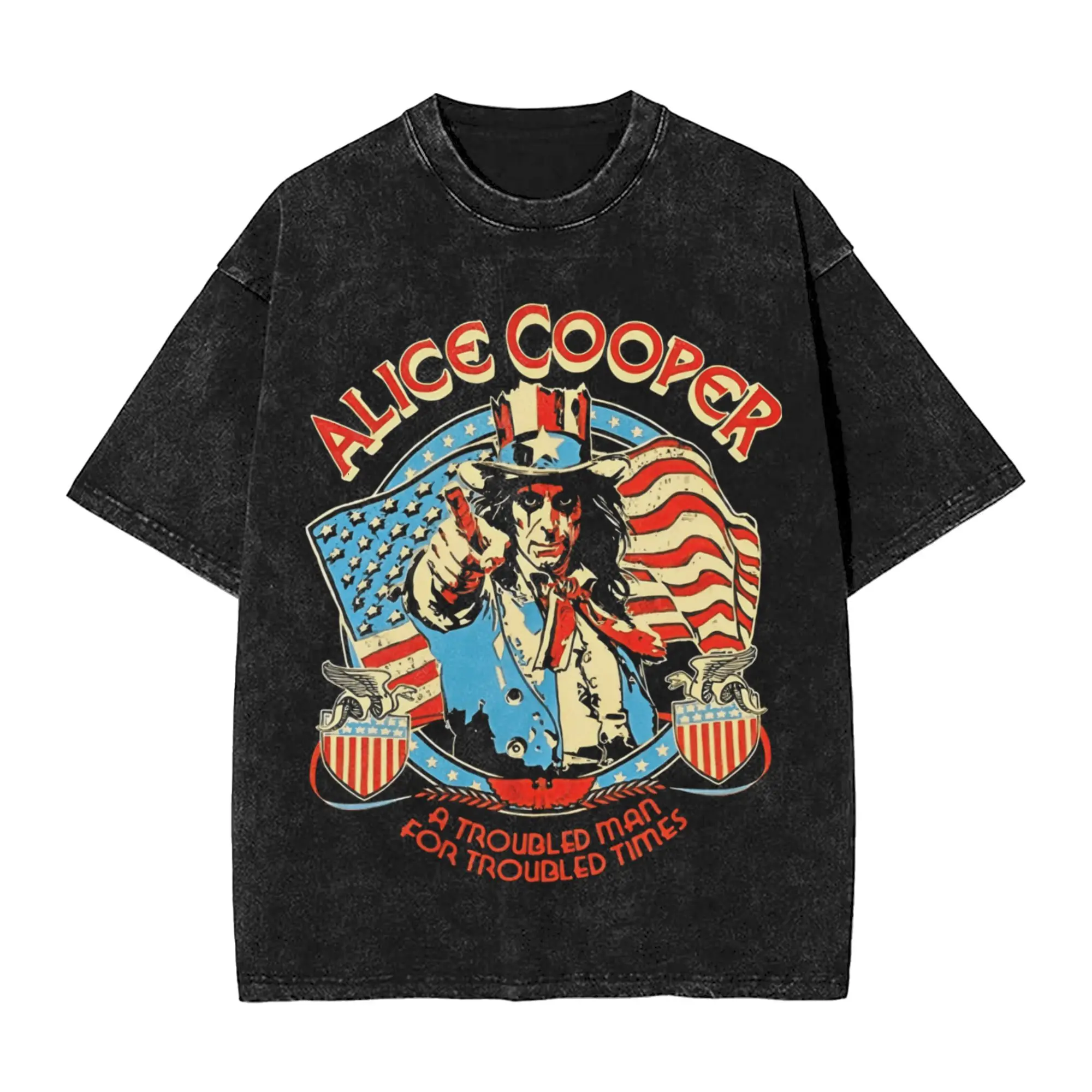Alice Coopers Washed T-Shirt Men Heavy Metal Y2K Classic Cotton T-Shirts Summer Crew Neck Harajuku Tees Printed Big Size Clothes