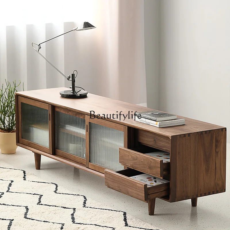 Nordic Solid Wood TV Cabinet Simple Home Floor Silent Wind Storage Cabinet