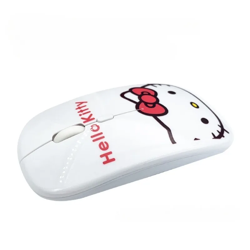 سانريو مرحبا كيتي فتاة سماعة لاسلكية تعمل بالبلوتوث ماوس شخصيات أنيمي رقيقة جدا صامتة صغيرة USB 2.4G ماوس باد الكمبيوتر المحمول