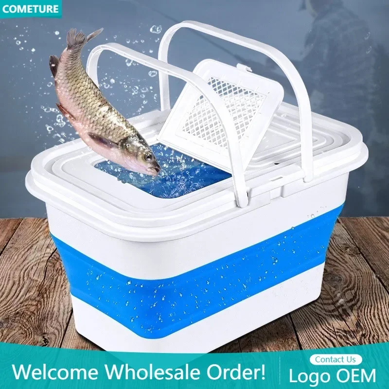 

Folding Bucket 13L Outdoor Camping Traval Fishing Bucket Portable Car Wash Household Cleaning Water Storage Basin Fishing Tools