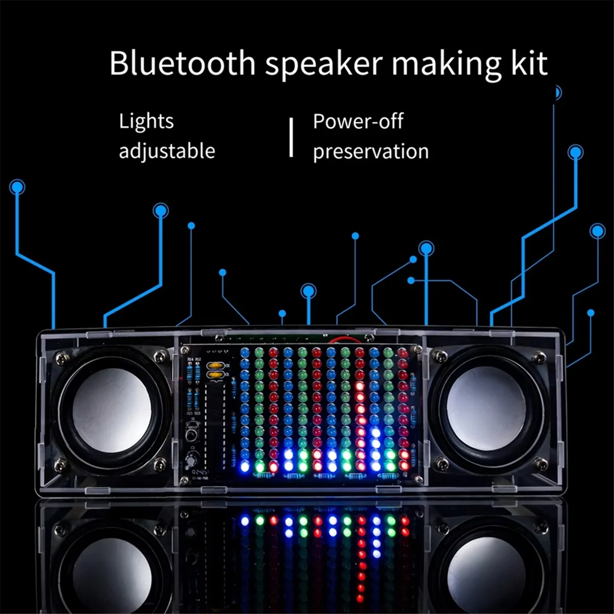 

A10I DIY Bluetooth Speaker Kit Electronic LED Music Spectrum Dual Channel Soldering Practice 3W Speaker 8002 Amplifier