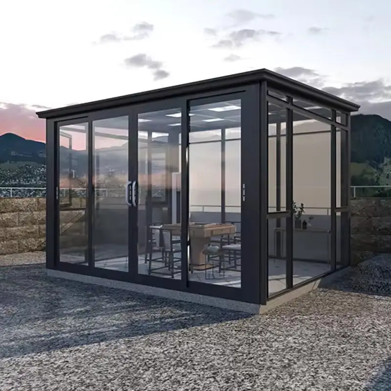 Sunroom Aluminum Glass House UV-Resistant Winter Garden Insulated Sun Glass Polygon Triangle Roof Solarium Room waterproof