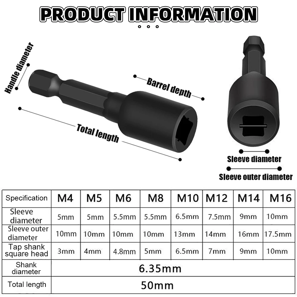 M4-M16 vite Tap Socket Adapter Holder Extension Bar 1/4 pollici Hex Shank Machine Tap Driver Thread Tap Adapter per trapano elettrico