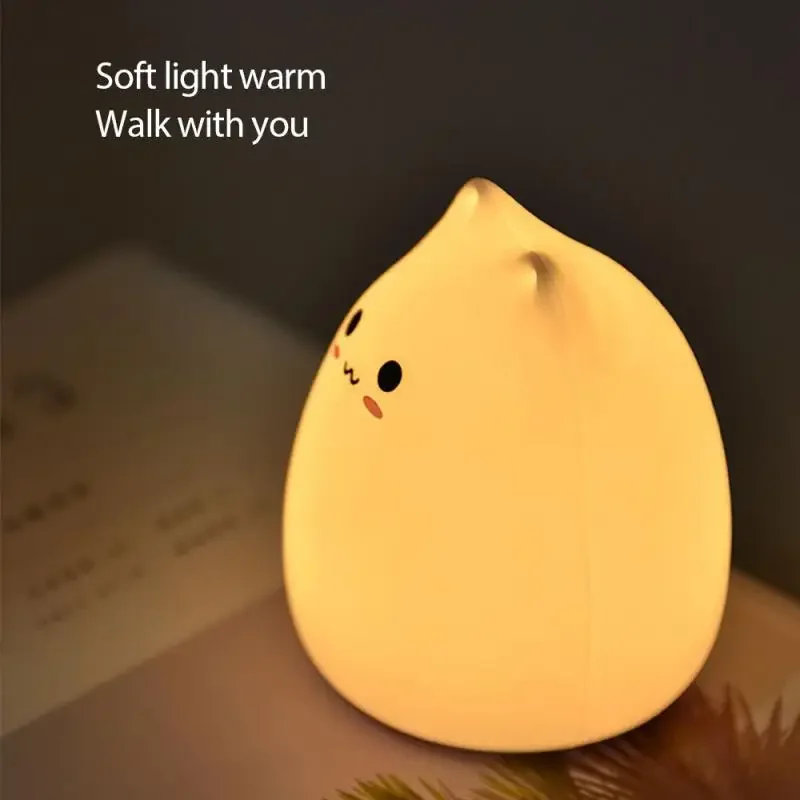 7 Color Changing Silicone Cat Nightlight - 3D Kitty Christmas Xmas Lamp for Children - Cute Cartoon Gift Luminaria