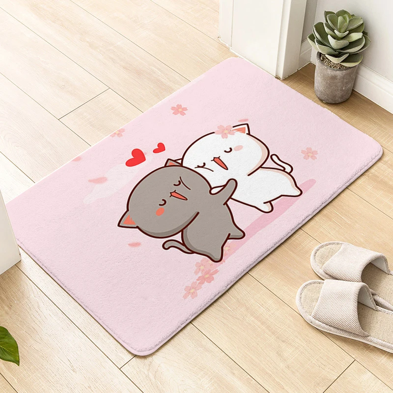 Door Mat D-Peach D-Mochi Cat Cute Bedroom Living Room Rug Custom Doormat Hallway Corridor Kitchen Balcony Floor Carpet Anti Slip