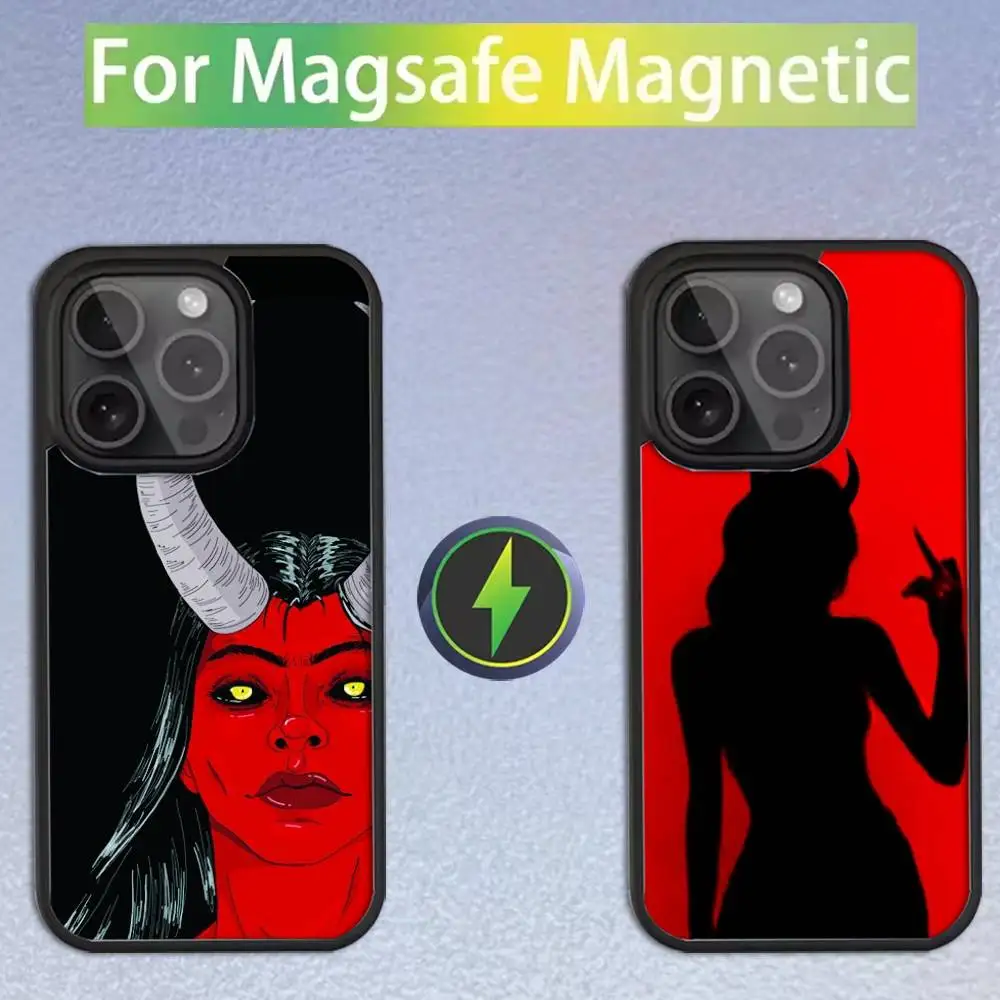 

Aesthetic Devil Woman Bad Girl Phone Case For iPhone 16,15,14,13,12,11,Pro,Max,Plus,Mini,SE Magsafe Magnetic Wireless Charging