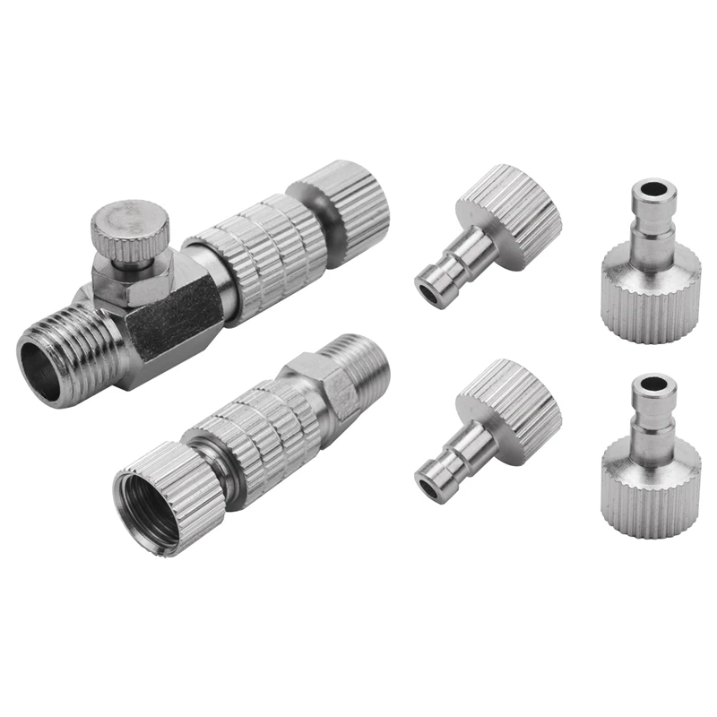 8Pieces Airbrush Adapter Set Airbrush Quick Release Coupling Disconnect Adapter Kit For Air Compressor And Airbrush Hose