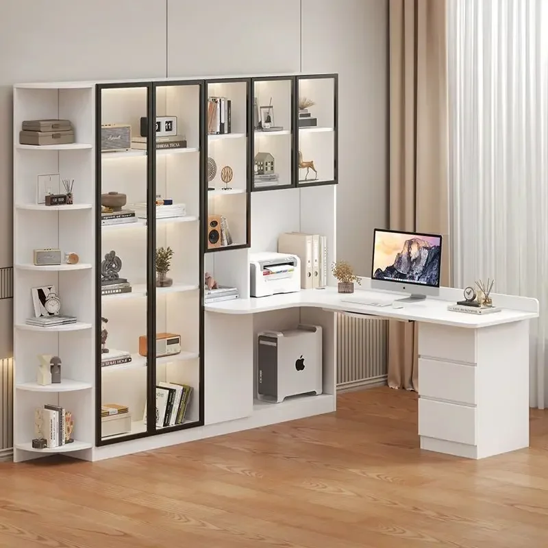 Light luxury corner desk integrated computer bookcase combination bedroom home student corner study table