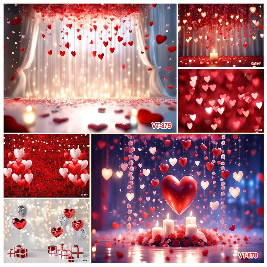 Valentine's Day Backdrops Shiny Light Bokeh Glitters Baby Portrait Pet Photo Wooden Floor Photographic Background Photo Studio