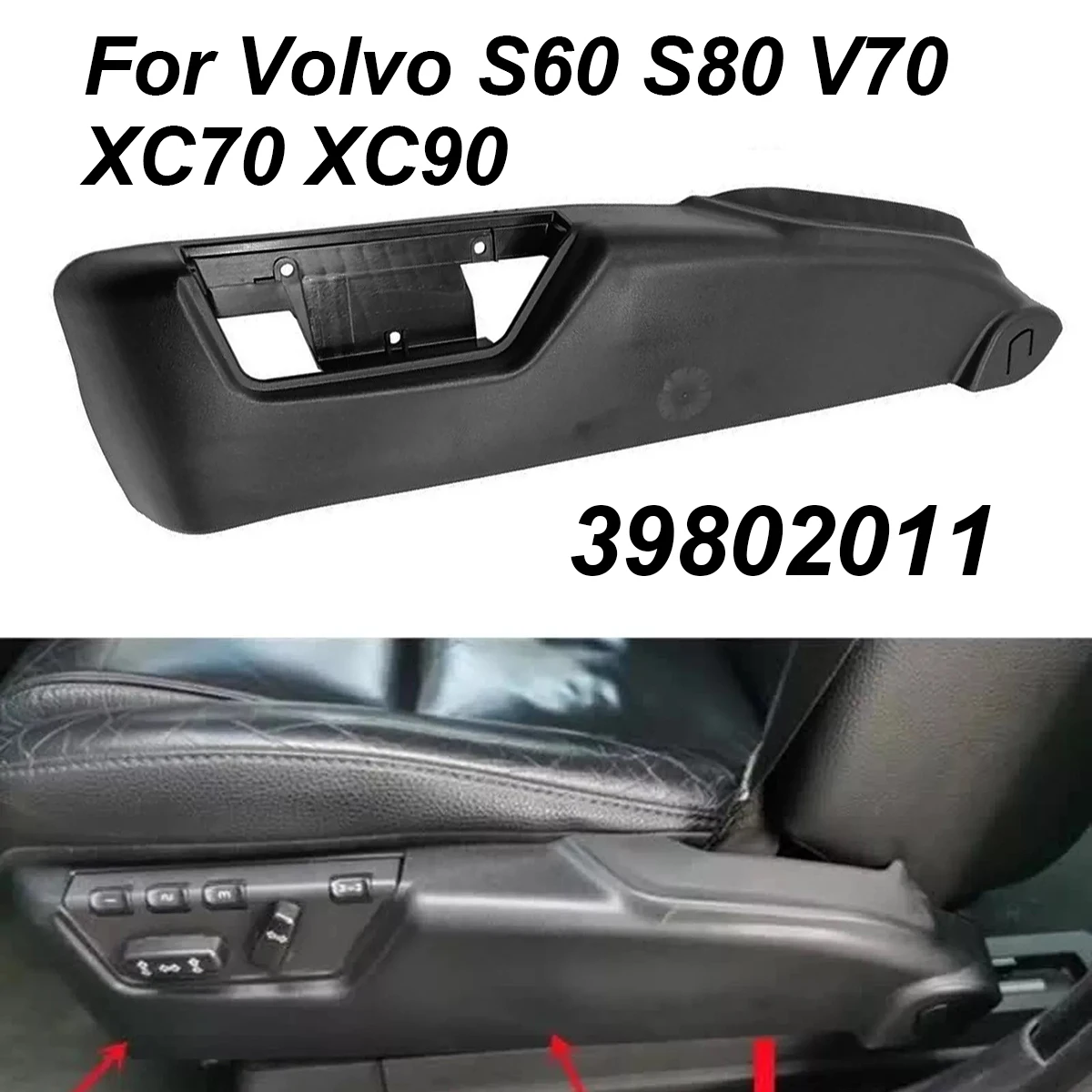

39802011 Seat Side Switch Panel Trim Cover For Volvo S60 S80 V70 XC70 XC90 Seat Track Outer Cover Trim Car Accessories