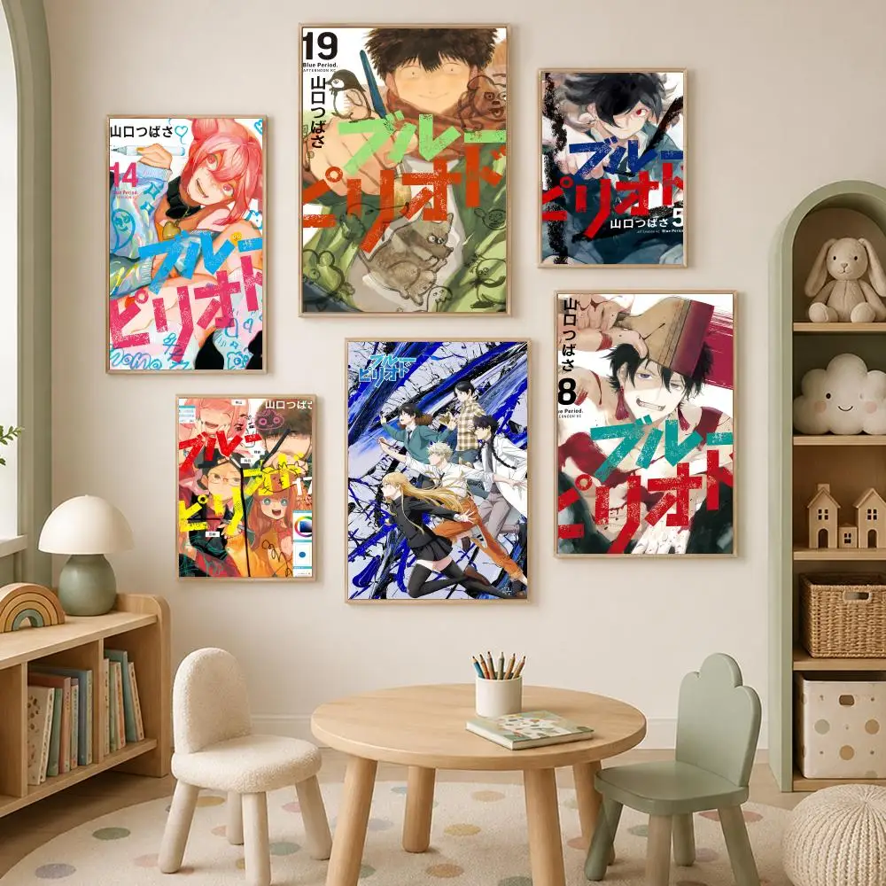 Manga B-Blue Period Poster Self-Stick HD PP paper Wall Art Poster, Waterproof Decor for Bedroom, Living Room and Home