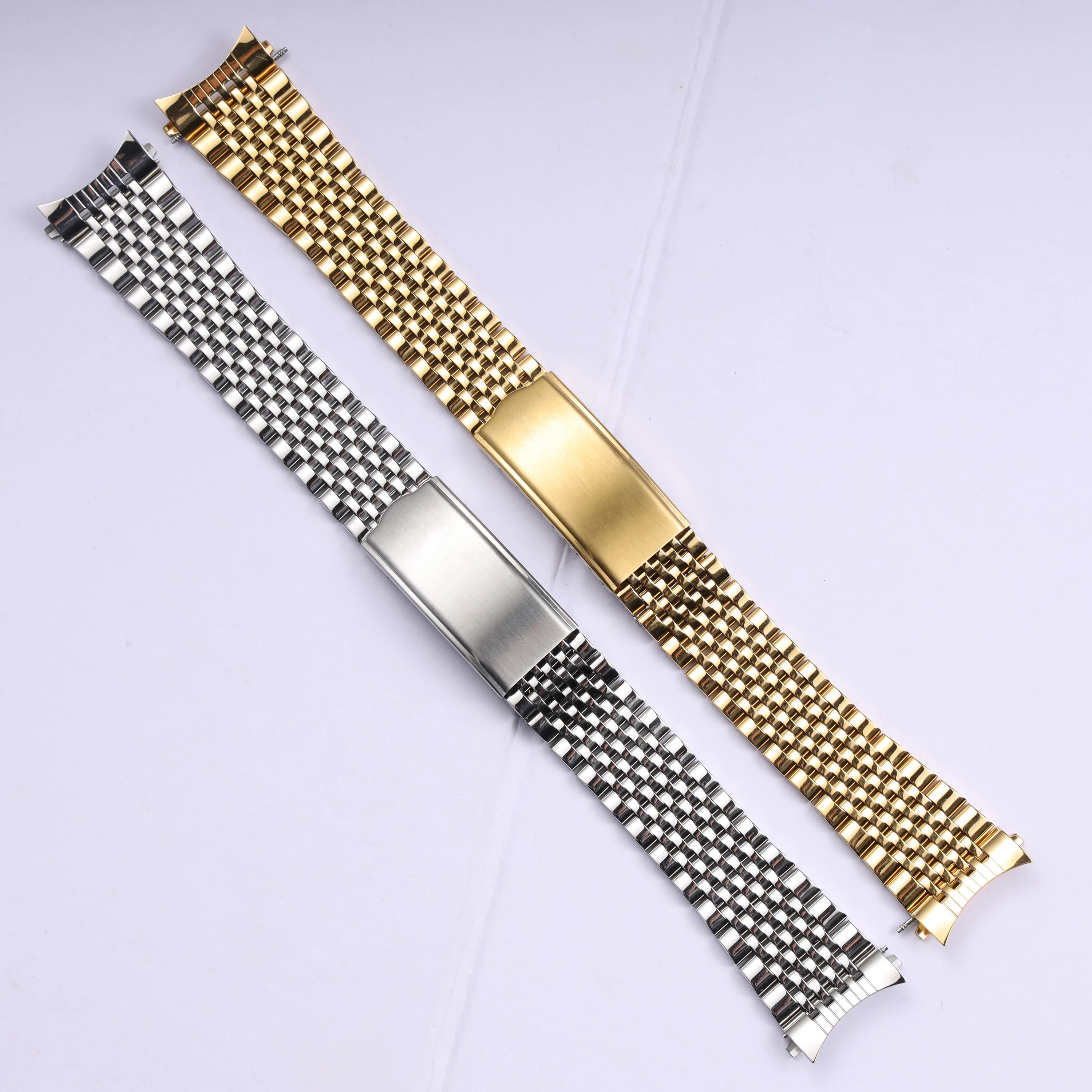

18/19/20mm Curved End Solid Stainless Steel Watch Band for Omega Seamaster De Ville Vintage Strap Retro Link Beads of Bracelet