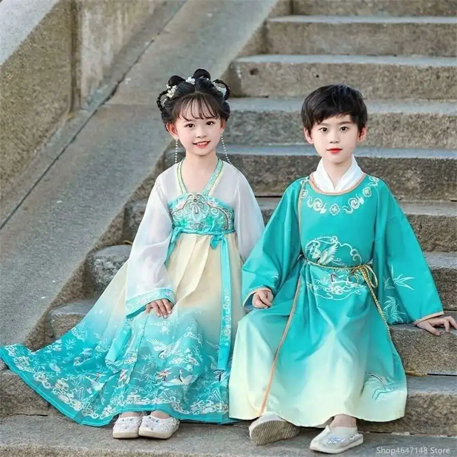 

Traditional Chinese Vintage Clothing For Kids Boys Girls Women Hanfu Dress Tang Suit Kids Children Halloween Cosplay Costume