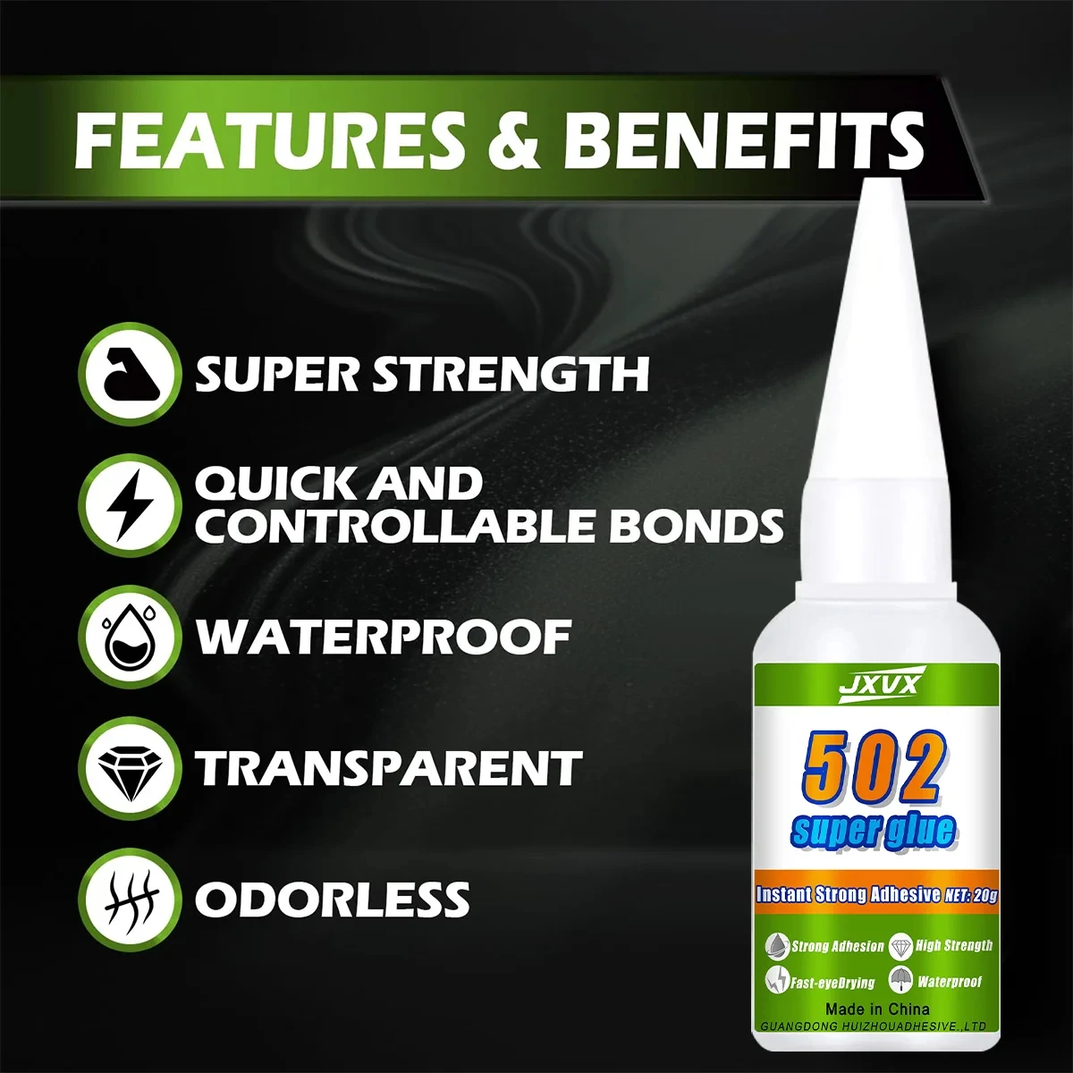 0.7oz Thick Cyanoacrylate (CA) 502 Super Glue Extra Strong Gap-Filling Adhesive for Wood, Stone, Ceramic Rubber Glass Metal Strong Bond Liquid Glue Tool.