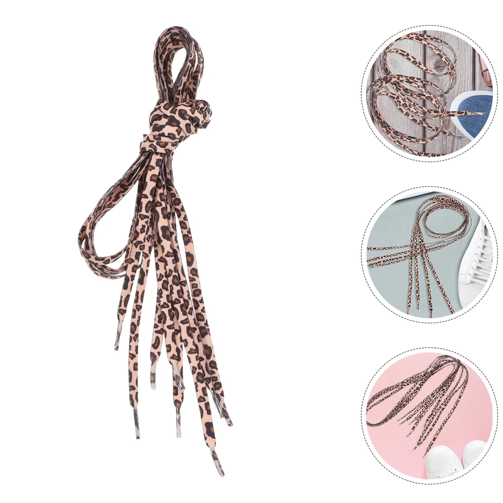 2 Pairs Sports Shoes Laces Animal Print Flat Shoelace Leopard for Sneakers Straps