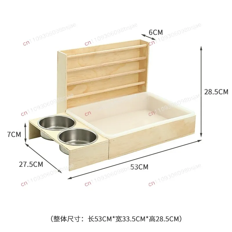 Wooden rabbit hay feeder, anti-waste, large-capacity guinea pig grass rack, food basin, anti-overturning grass feeder