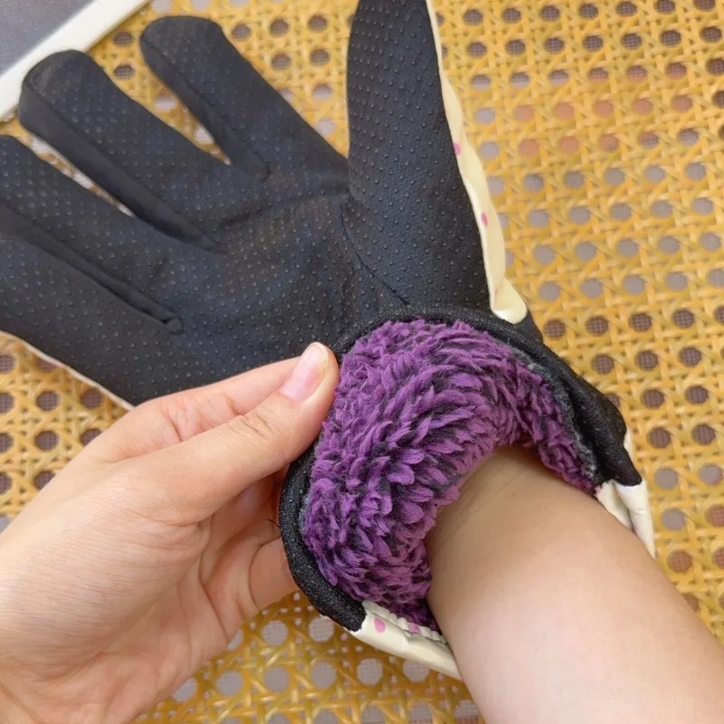 2025년 신상 겨울 터치스크린 스키 장갑 두꺼운 따뜻한 부드러운 장갑 방풍 방수 귀여운 핑크 곰 장갑 라이딩 장갑