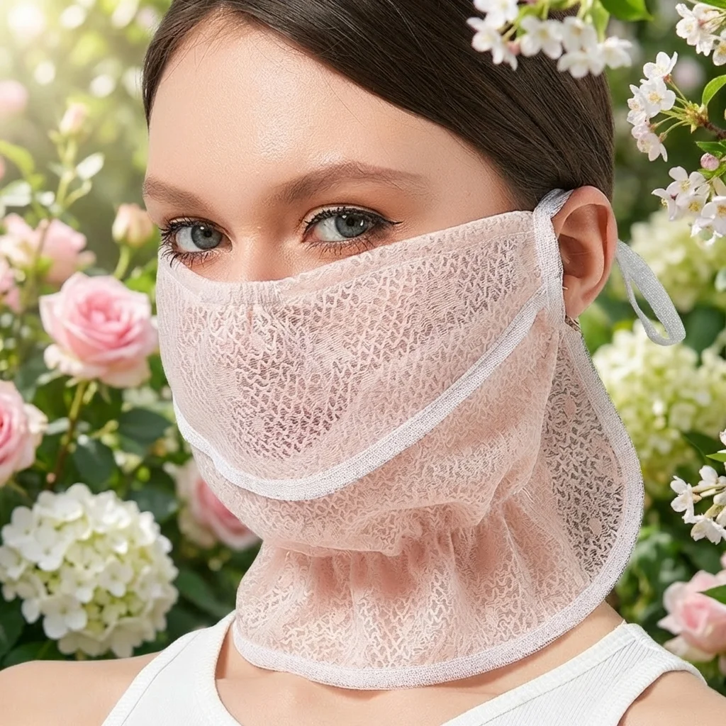 New Fashion High Quality Portable Durable Trend Neck Protection Lace Face Cover Breathable Dustproof Sunscreen Mask Mask Summer