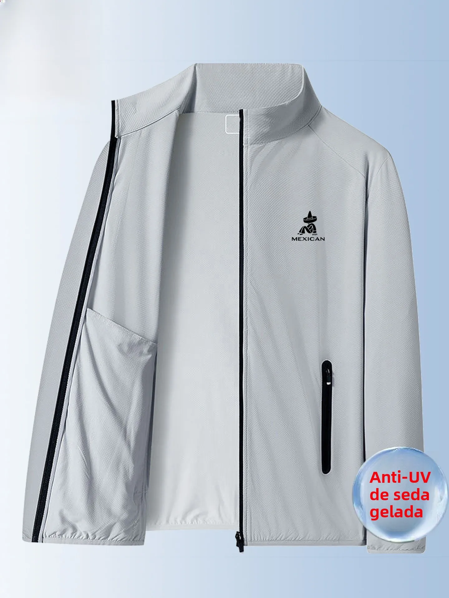 メンズアイスシルク日焼け止め服夏速乾性フィッシングジャケットスタンドカラーuv保護アウトドアビジネスカジュアルコート