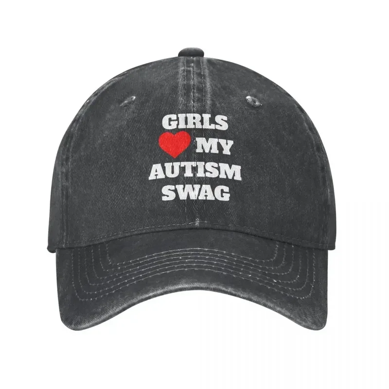 Girls Heart My Autism Swag Baseball Caps Vintage Distressed Denim Washed Snapback Hat Outdoor Activities Adjustable Caps Hat