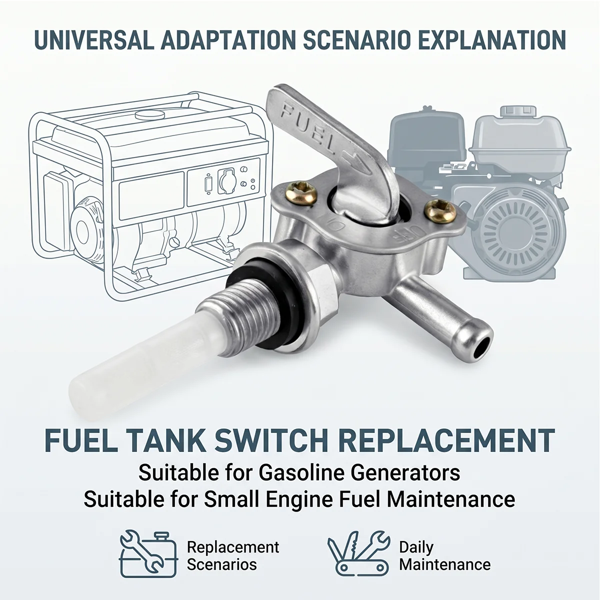 Universal Fuel Shut Off Valve Tap ON OFF Control For Generator Small Engine Tank Fit Hose Tap Replacement Accessories